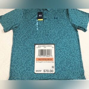 NEW..MEN TALL-3XL UNDER ARMOUR PLAYOFF 3.0 PRINTED GOLF POLO (GREEN/NAVY)